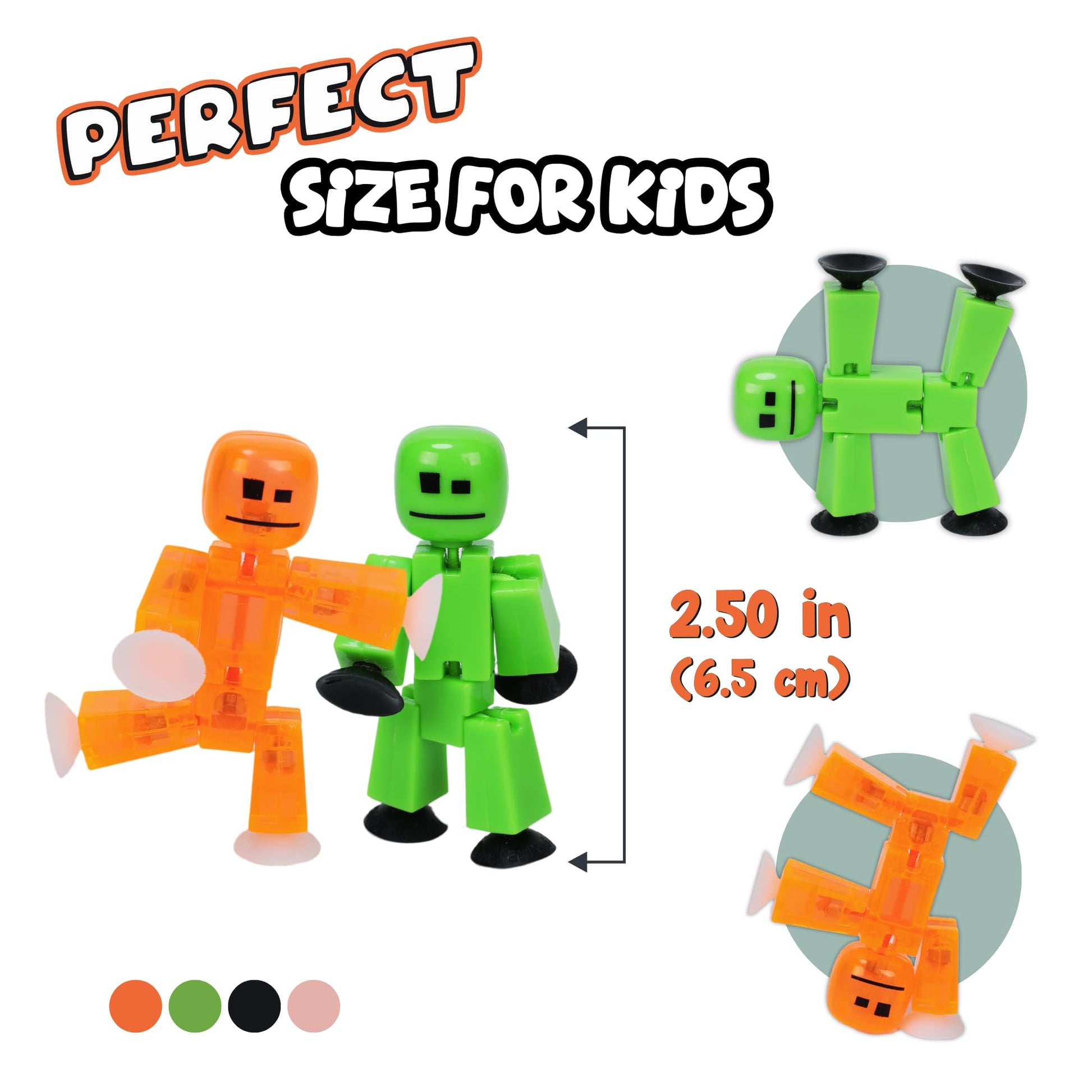 Zing Stikbot Family Pack, Set of 6 Stikbot Collectable Action Figures, Includes 2 Stikbots, 2 Junior Stikbots, 1 Dog, and 1 Cat, Stop Motion Animation
