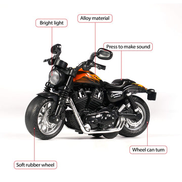 MING YING 66 Mini Toy Motorcycle - Pull Back Toy Cars with Sound and Light Toy,Toy Motorcycles for Toddlers,Motorcycle Toys for Boys Age 3-9 (Black)