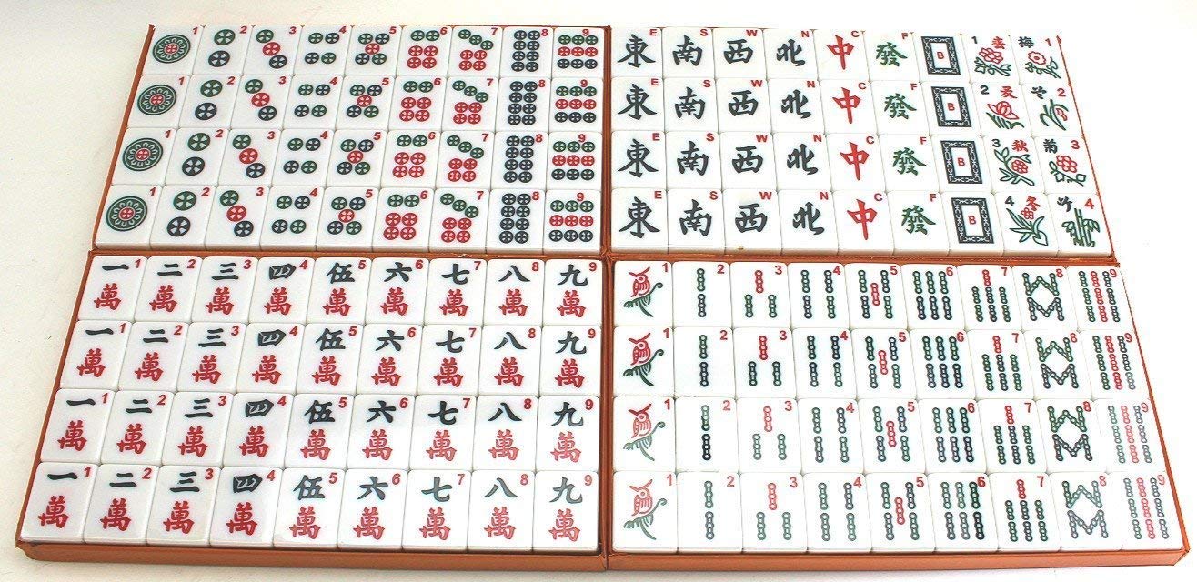 usamjtable Chinese Filipino Mahjong Set 144 Numbered Melamin Tiles (PVC Green)