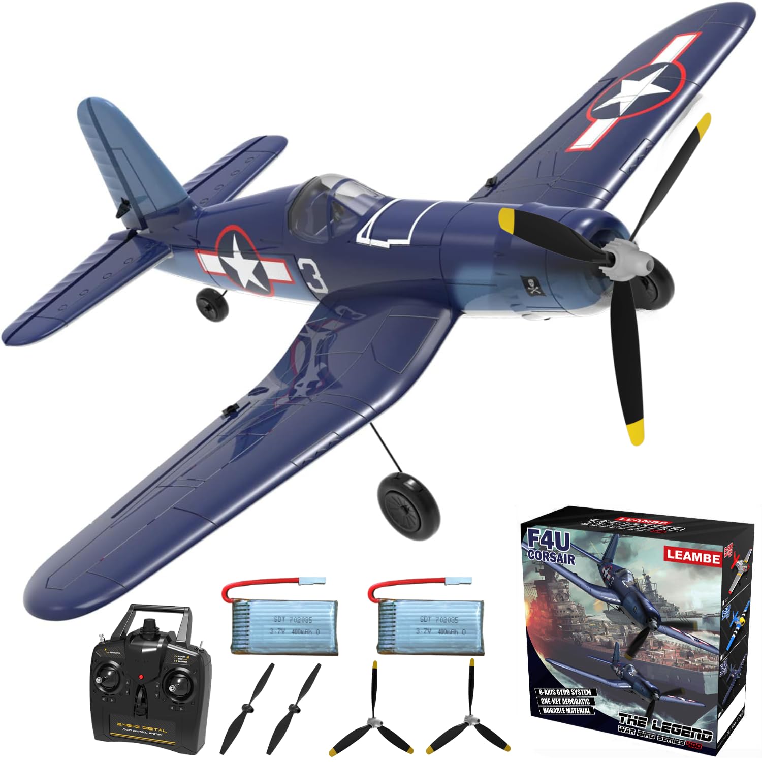 LEAMBE 4 Channel RC Plane - Ready to Fly Aerobatic Aircraft, Easy Control for Beginners, F4U Corsair RC Airplane Best Gift for Adults