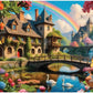 Bits and Pieces 3 Jigsaw Puzzle Set - 300 Piece Puzzles for Adults - Fantasy Landscapes - 18" x 24" Jigsaw Puzzles - Sunset Lighthouse Waterfall