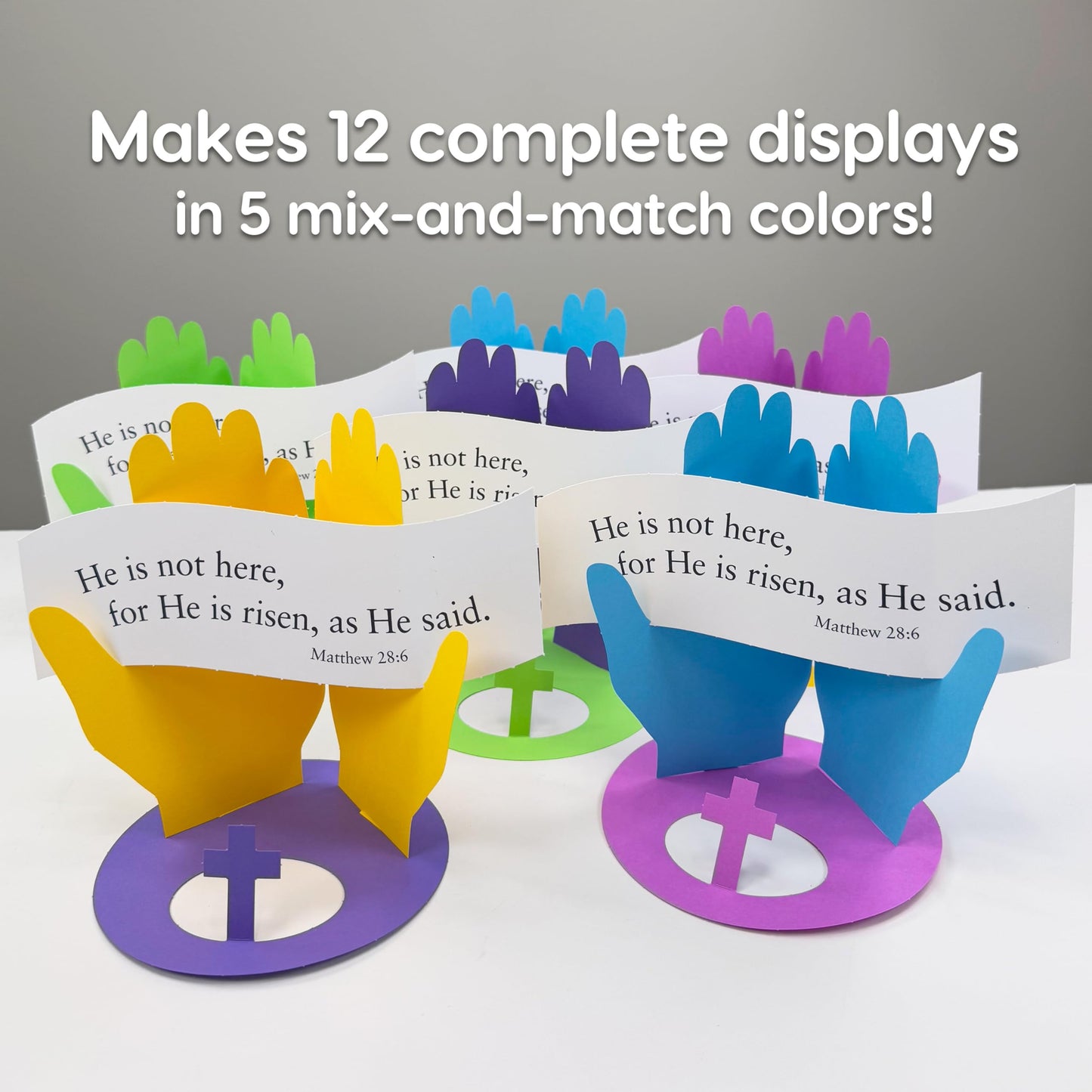 FreshCut Crafts Easter Devotional Matthew 28:6 "He is Risen Punch-Out Paper Bible Craft Kit 12 Pack: Creative Easter Verse & Color Creation Ideas