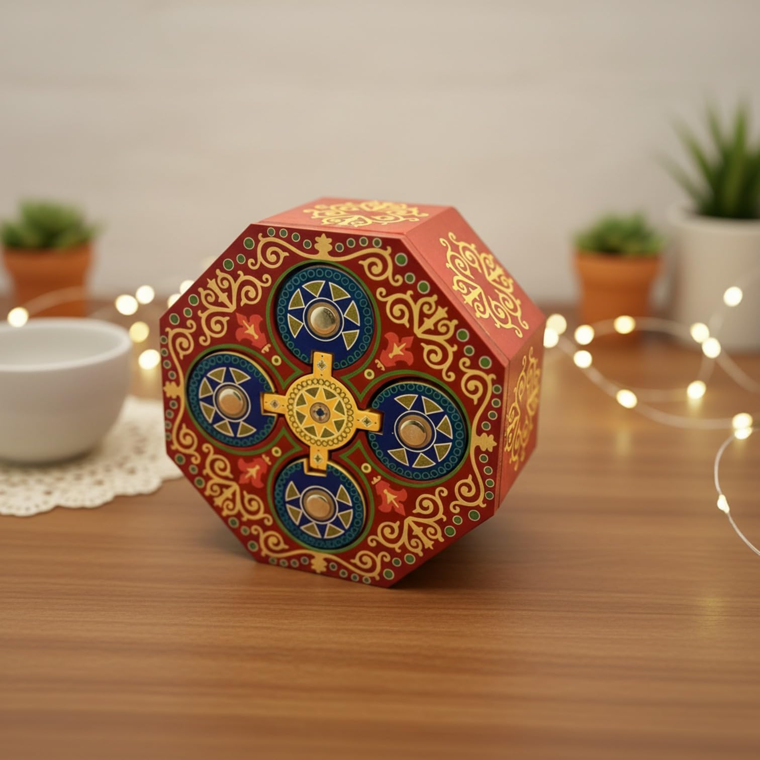 Magic Spin Secret Puzzle Box Money & Gift Card Holder IQ Wood Tricky Lock
