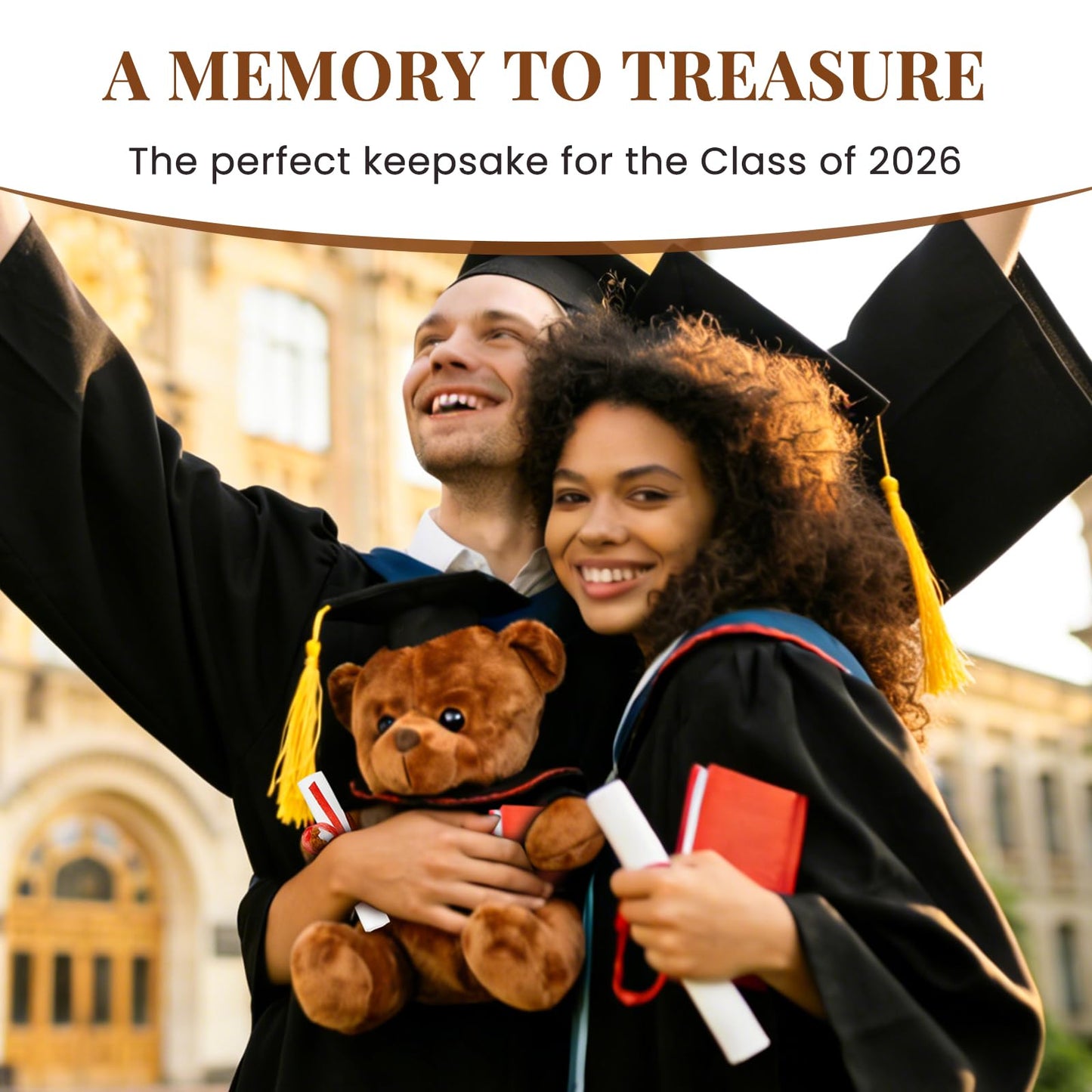 Yixiang 2026 Graduation Teddy Bear, 5.3 Inch Cute Stuffed Animal with Grad Cap, Diploma and Props, Pre-k Graduation Gift for Her and Him, Perfect