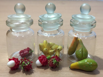 3pc Miniature Chocolate Cookie Cake Food Candy Dollhouse Cake in Clear Glass Mini Bottle fruit Food #MF031