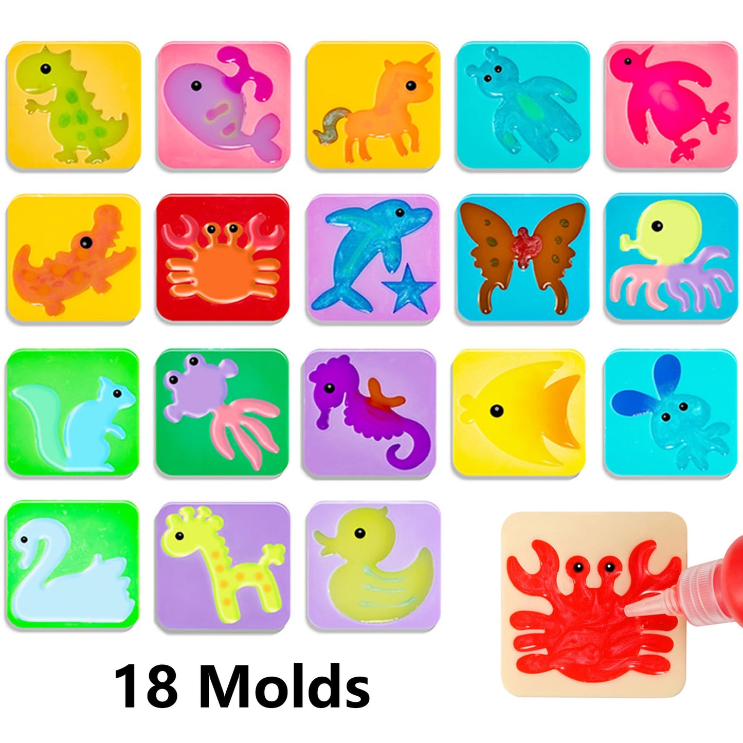 Kidisego Aqua Fairy Water Gel Kit for Kids, Magic Water Elf Toy Kit with 12 Colors 18 Molds 6 Pack of Magic Powder, Crate Your Own Magic Elf Kit Water