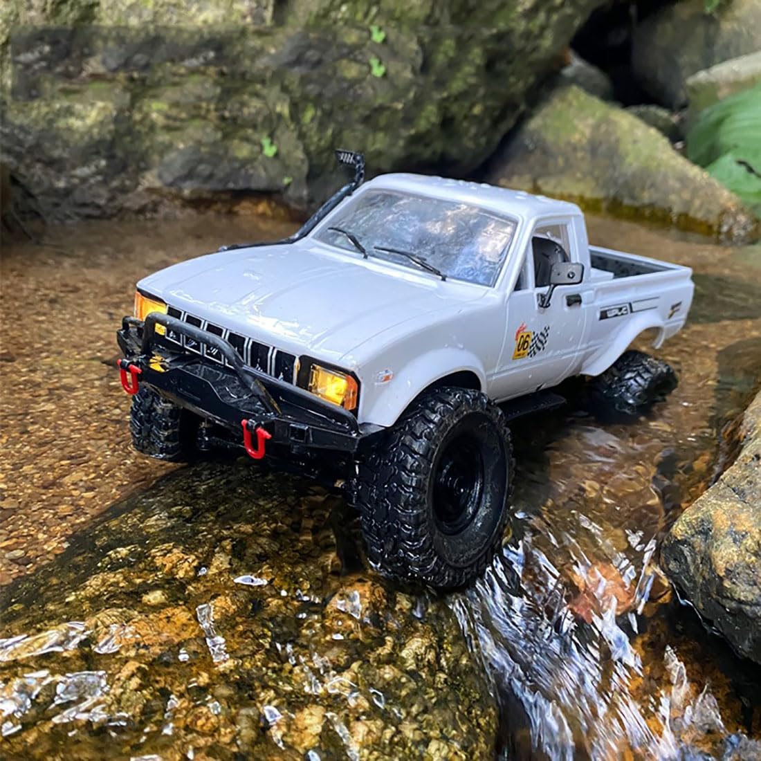 Weendiypty C24-1 RC Crawler Offroad RC Truck 4x4 Remote Control Rock Crawler Pickup Trucks with Led Light, 2.4 Ghz 1/16 Scale All Terrain Car Brushed