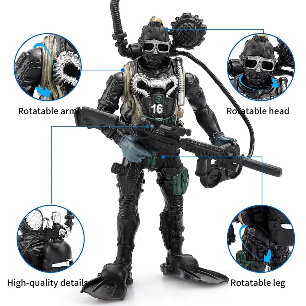 Liberty Imports 12 Pack: US Military Toy Soldiers Playset Army Men Action Figures with Realistic Weapons Gear Combat Accessories for Kids Pretend