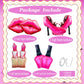 8Pcs Hot Pink Balloon Kit Red Lips, Lipstick, High Heels, Nail Polish Balloons Threenager Birthday Decorations Girl, Bachelorette Party, Girls Night