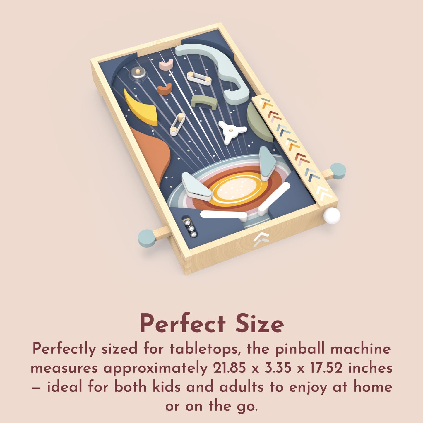 SPEEDY MONKEY Wooden Pinball Machine Toy for Family Play Ages 3+ Arcade