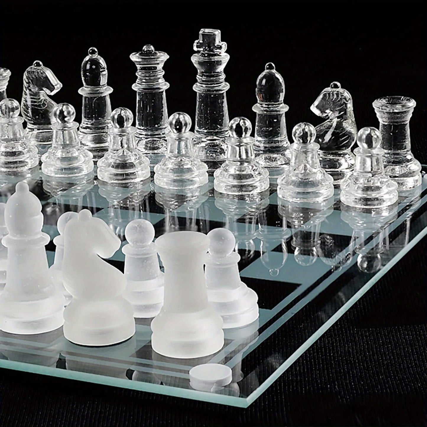 Elegant 10-Inch Glass Chess Set - Premium Quality Board Game for Adults, Ideal Gift for Chess Lovers & Stylish Home Decor