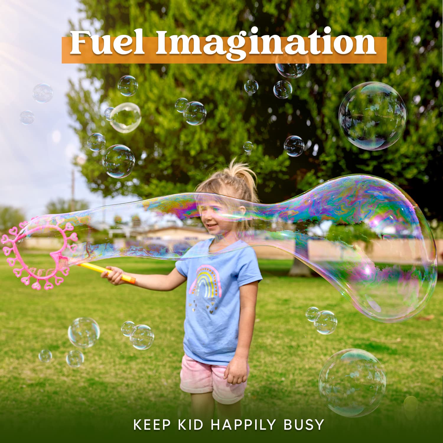 JOYIN Big Bubble Wands Set Bulk for Kids Summer Outdoor Toy Game Activity Party Favors, 18 Pcs Giant Bubble Maker with Tray, 12" Large, 6 Pcs Solution