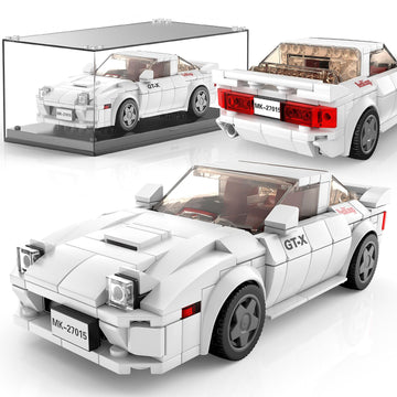Mould King Speed Champion RX-7 Initial D Building Set & Display Case, 27015 Cars Model Kits Gifts for Teens/Adults, Creative for Teens Age 14+