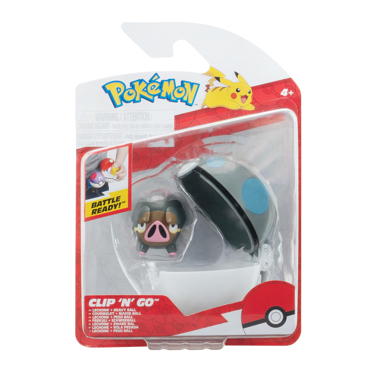Pokémon PKW3633 Clip 'n'Go Poké Ball - Piglet & Heavy Ball, Official Pokéball with 5 cm Figure