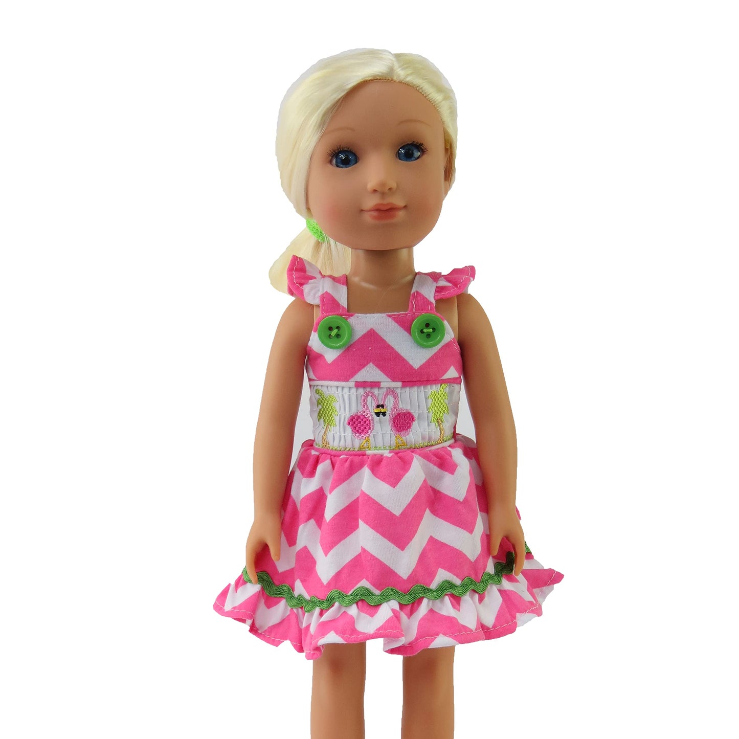 American Fashion World 14.5in Flamingo Sun Dress for 14-Inch Dolls | Premium Quality & Trendy Design | Dolls Clothes | Outfit Fashions for Dolls for