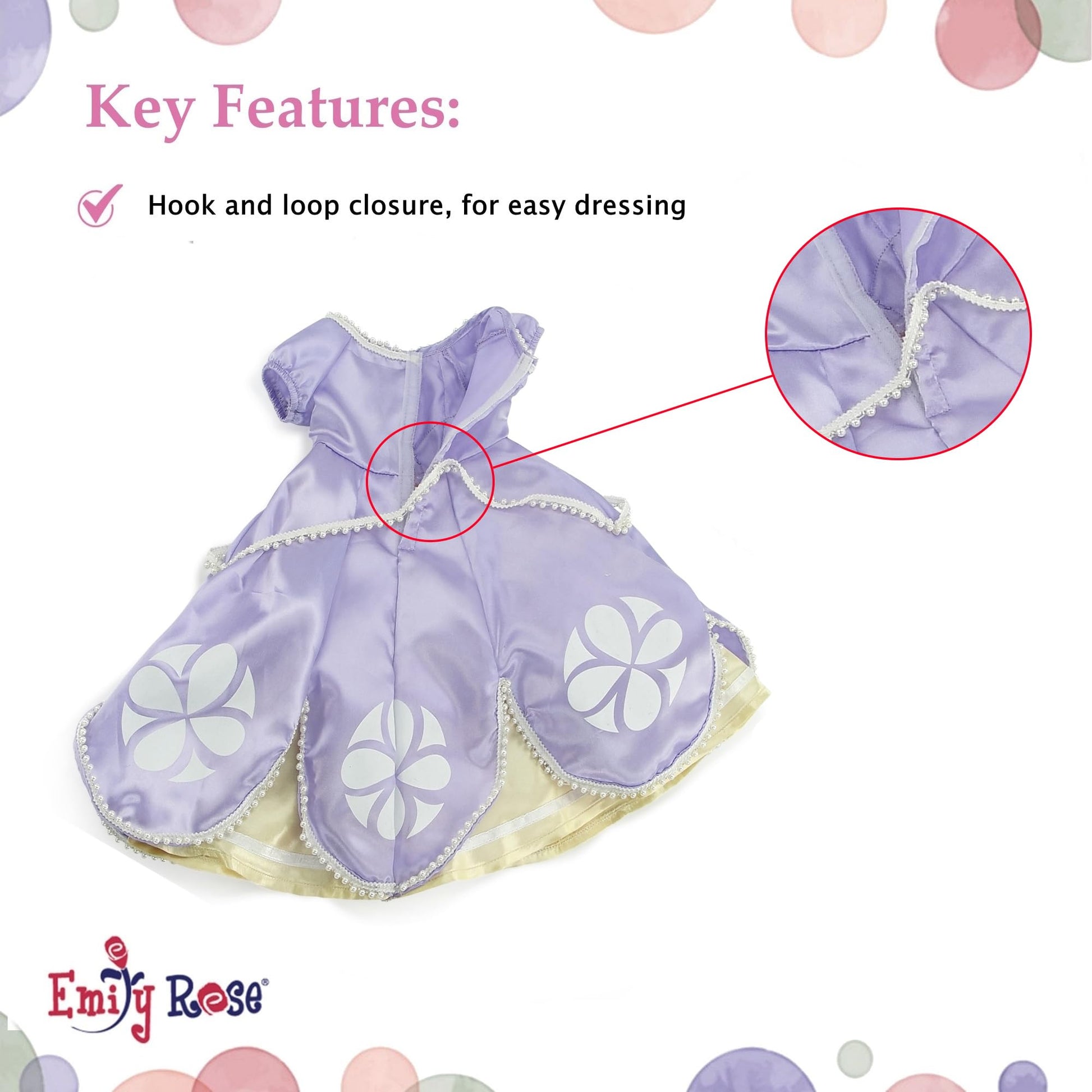 Emily Rose 14-inch Doll 10-PC Princess Costume Bundle | 2 Complete Fairytale Outfits with 2 Necklaces, Sparkling Crown, and Shoes | Compatible