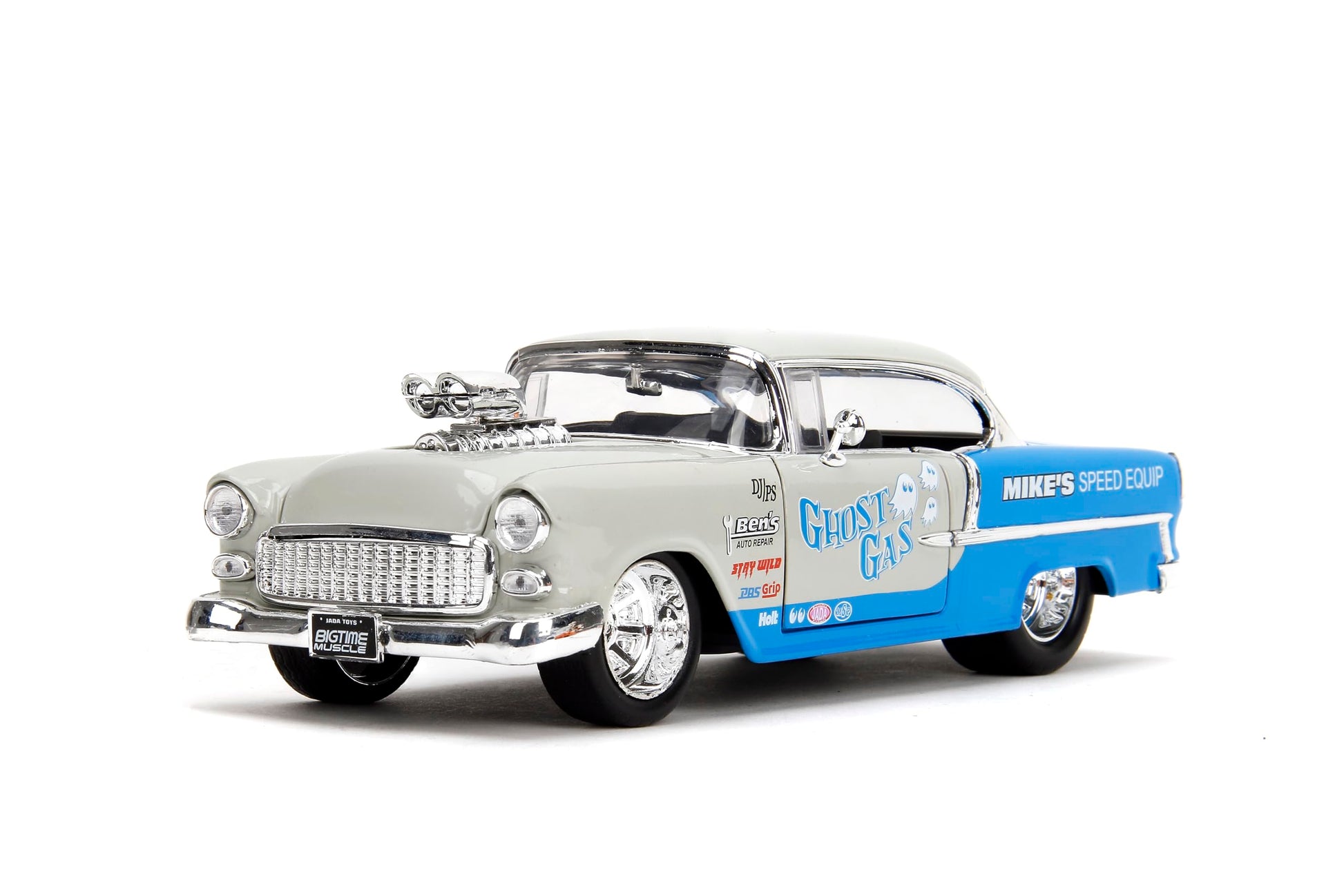 Jada Bigtime Muscle 1:24 1955 Chevrolet Bel-Air Die-Cast Car, Toys for Kids and Adults(Cool Gray/Gloss Blue)