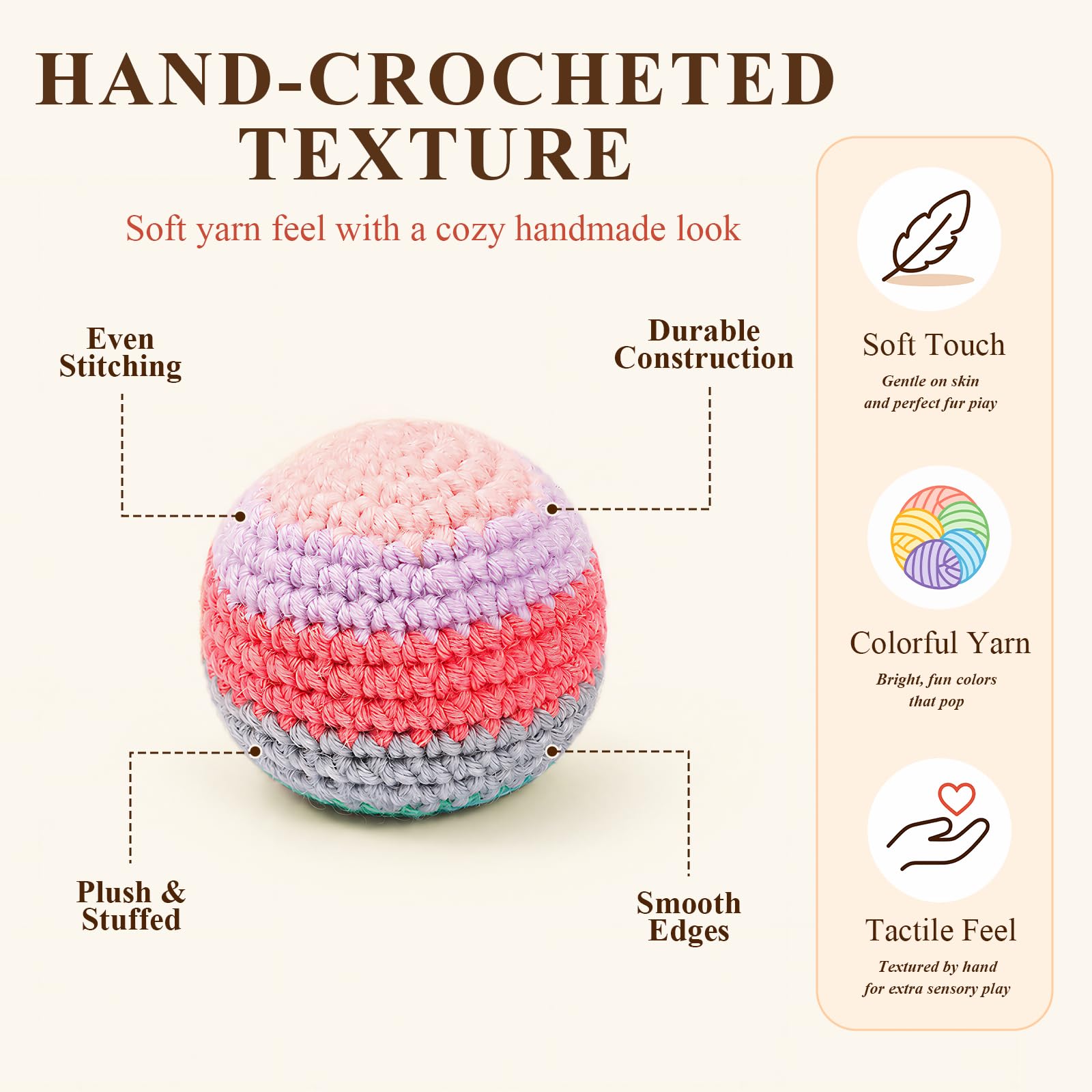 LAVKUHY Hand-Crocheted Footbag 2-Pack - Soft Knitted Kick Sacks for Stress Relief, Office Fidget & Outdoor Games, Includes Travel Pouch, Unique Gift