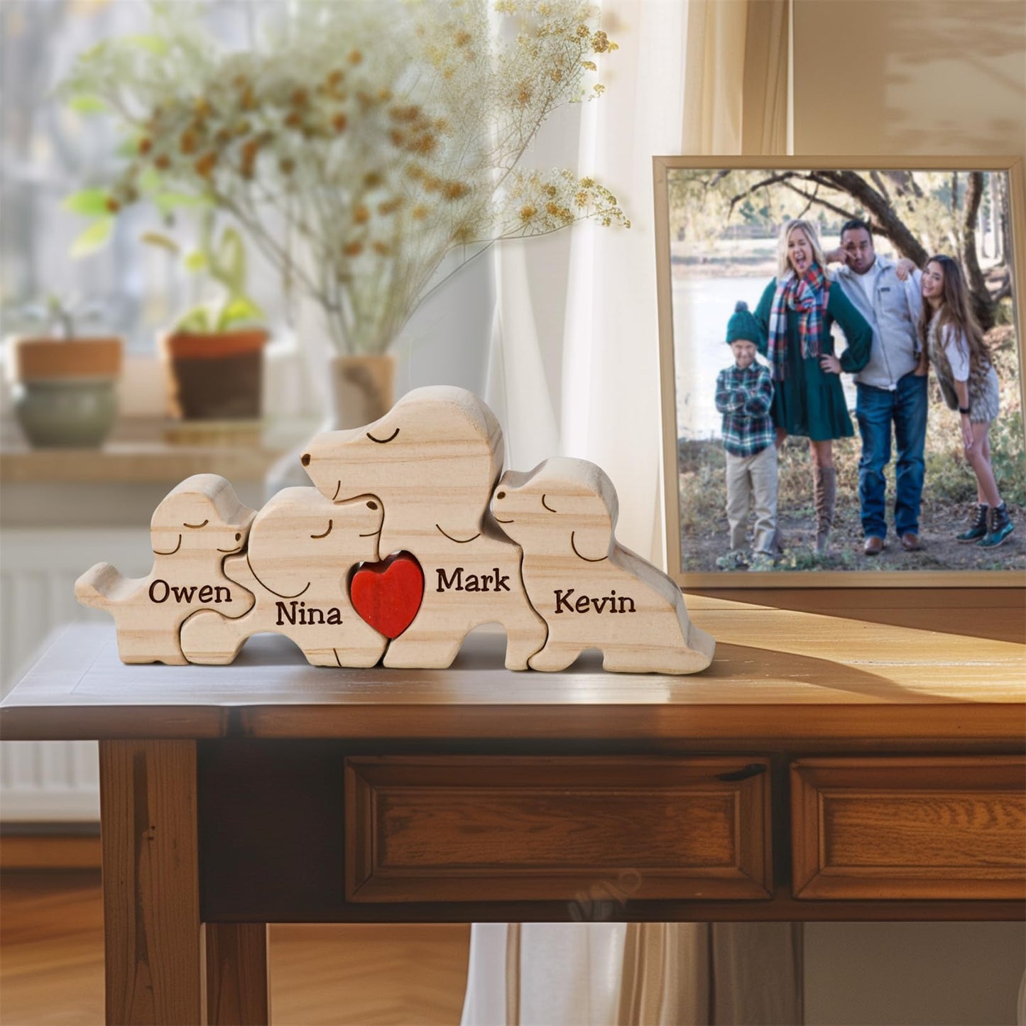 LucySky Personalized 2-5 Family Name Puzzle Wooden Dog Family Name Puzzle