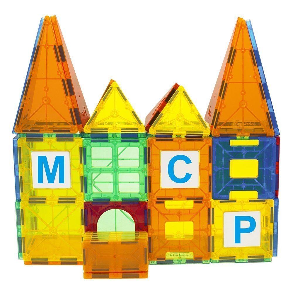 Mag Genius Magnet Tiles - Clear Magnetic 3D Building Blocks - Educational Toys, Games, Activities, Puzzles - Creativity, Motor Skills, Learning Shapes