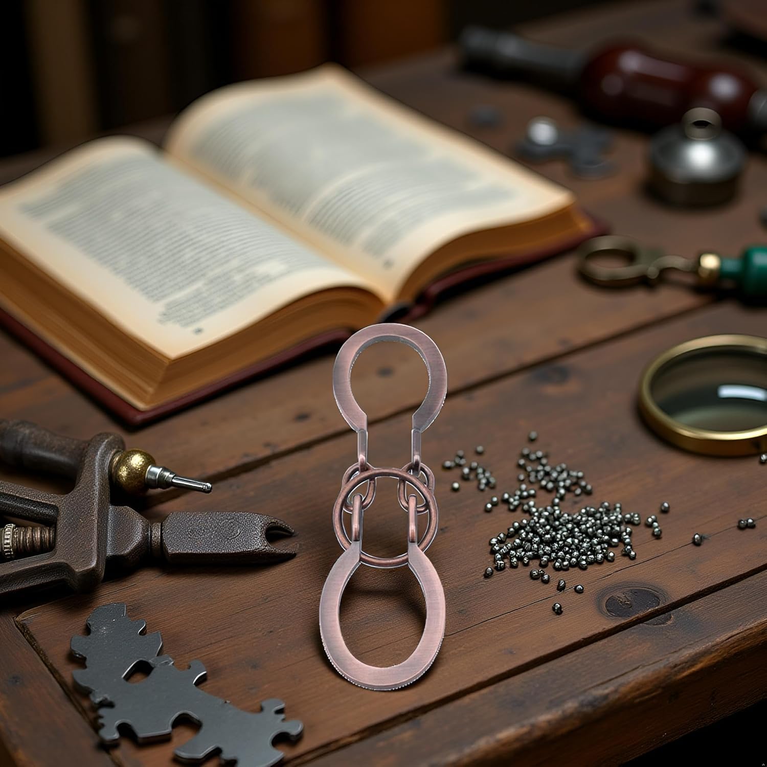 2Pcs God Lock Puzzle Metal Ring Solution Intellectual Deduction Unlock Puzzle Brain Tease Unlock Horseshoe Buckle Gift