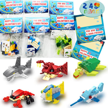WODMAZ 24 Packs Sea Animal Building Blocks, Mini Ocean Animals Building Blocks Toys Set for Kids Birthday Gifts, Easter Eggs Hunt Easter Theme Party