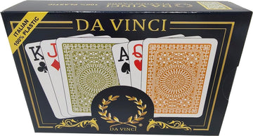 DA VINCI Palermo, Italian 100% Plastic Playing Cards, 2 Deck Set with Hard Shell Case and 2 Cut Cards (Poker Size Jumbo Index)