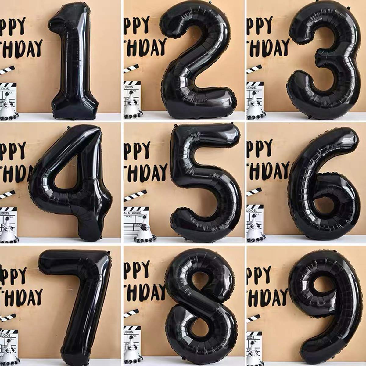 Jonhamwelbor 25 Number Balloons Black Big Giant Jumbo Number 25 Foil Mylar Balloons for 25th Birthday Party Supplies 25 Anniversary Events Decorations