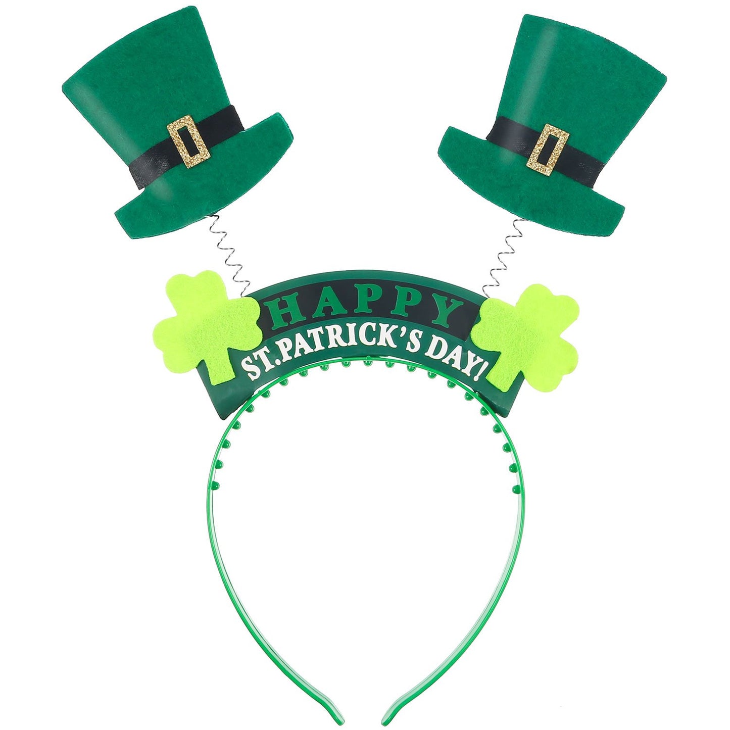 Bememo 8 Pieces St. Patrick's Day Headband Shamrock Clover and Hat Head Boppers