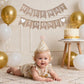 6 Months Beige Half Birthday Decorations With Half Way To One Banner And 1/2 Bir-thday Hat For Six Months Ha-Lf Year BD Decor-ations Boy Girls