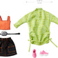 Barbie Fashions 2-Pack Clothing Set, 2 Outfits Doll Include Green Sweatshirt Dress, Sleeveless Top & Skirt & 2 Accessories
