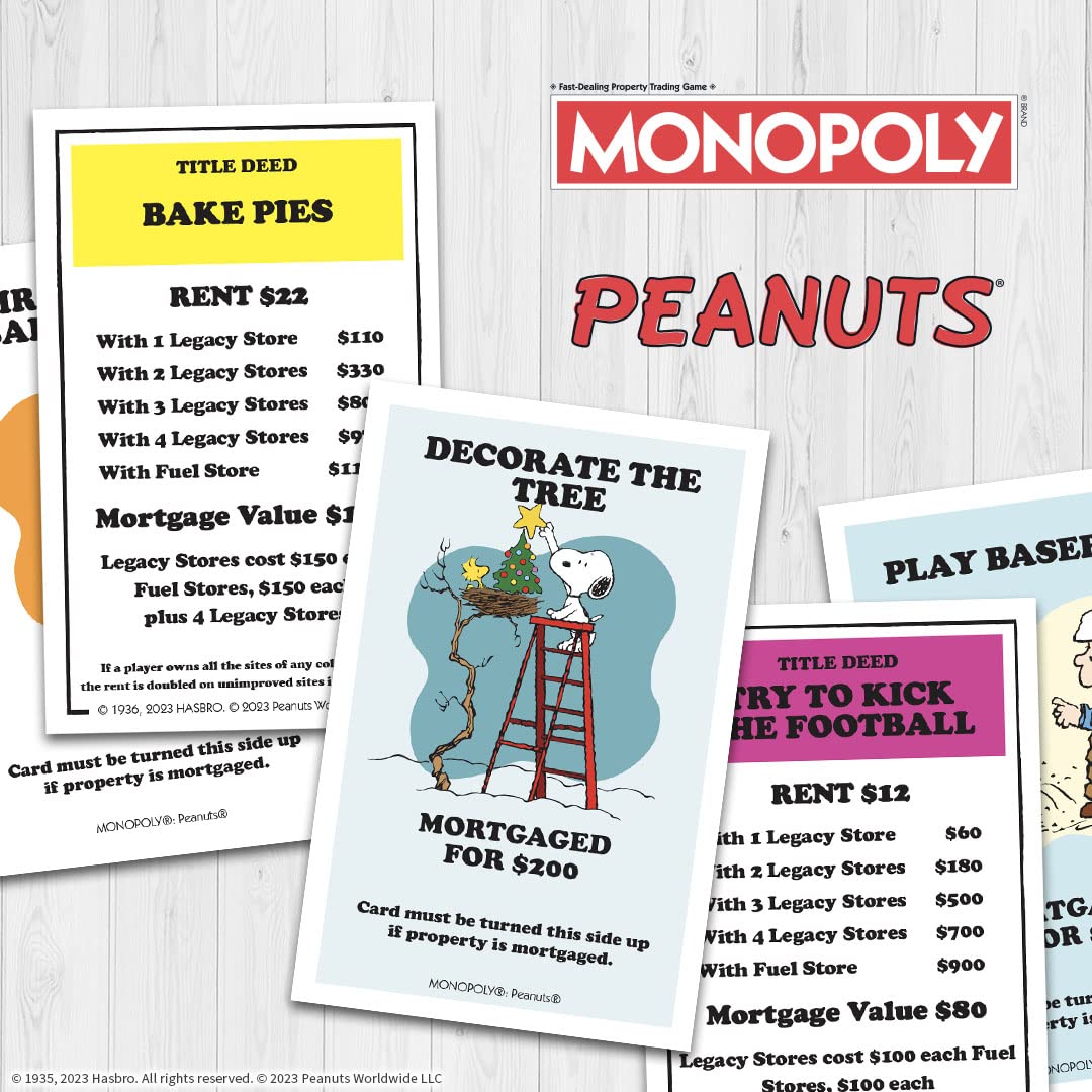 Monopoly Peanuts Board Game, Play as Snoopy on Sled, Baseball Cap, Kite Eating Tree & More, Officially Licensed and Collectible Monopoly Game Based On
