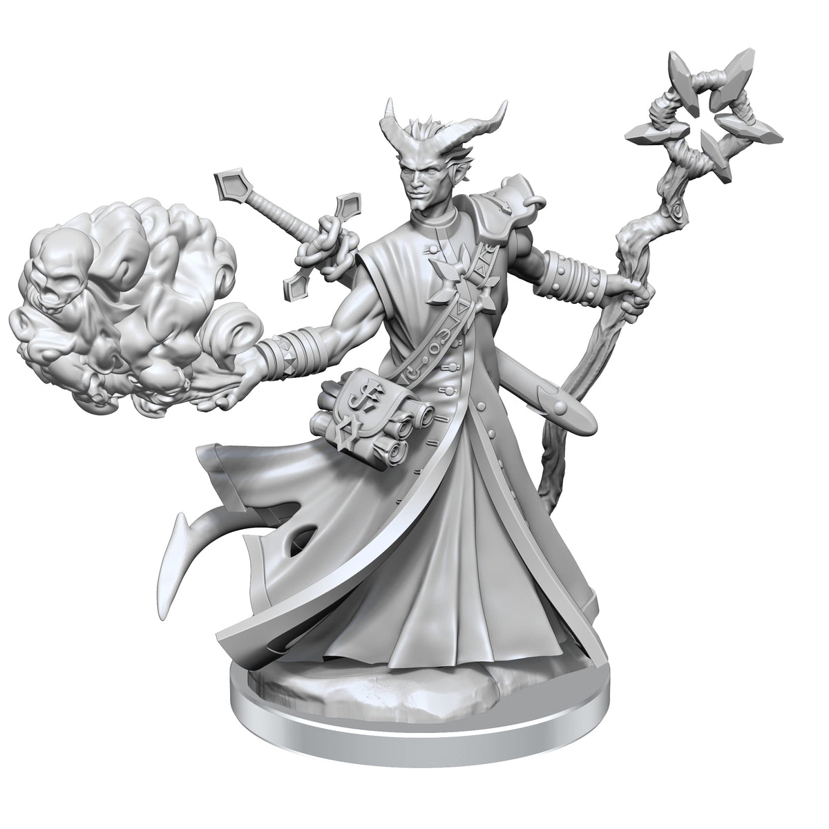 WizKids D&D Frameworks: Tiefling Warlock Male - Unpainted and Unassembled