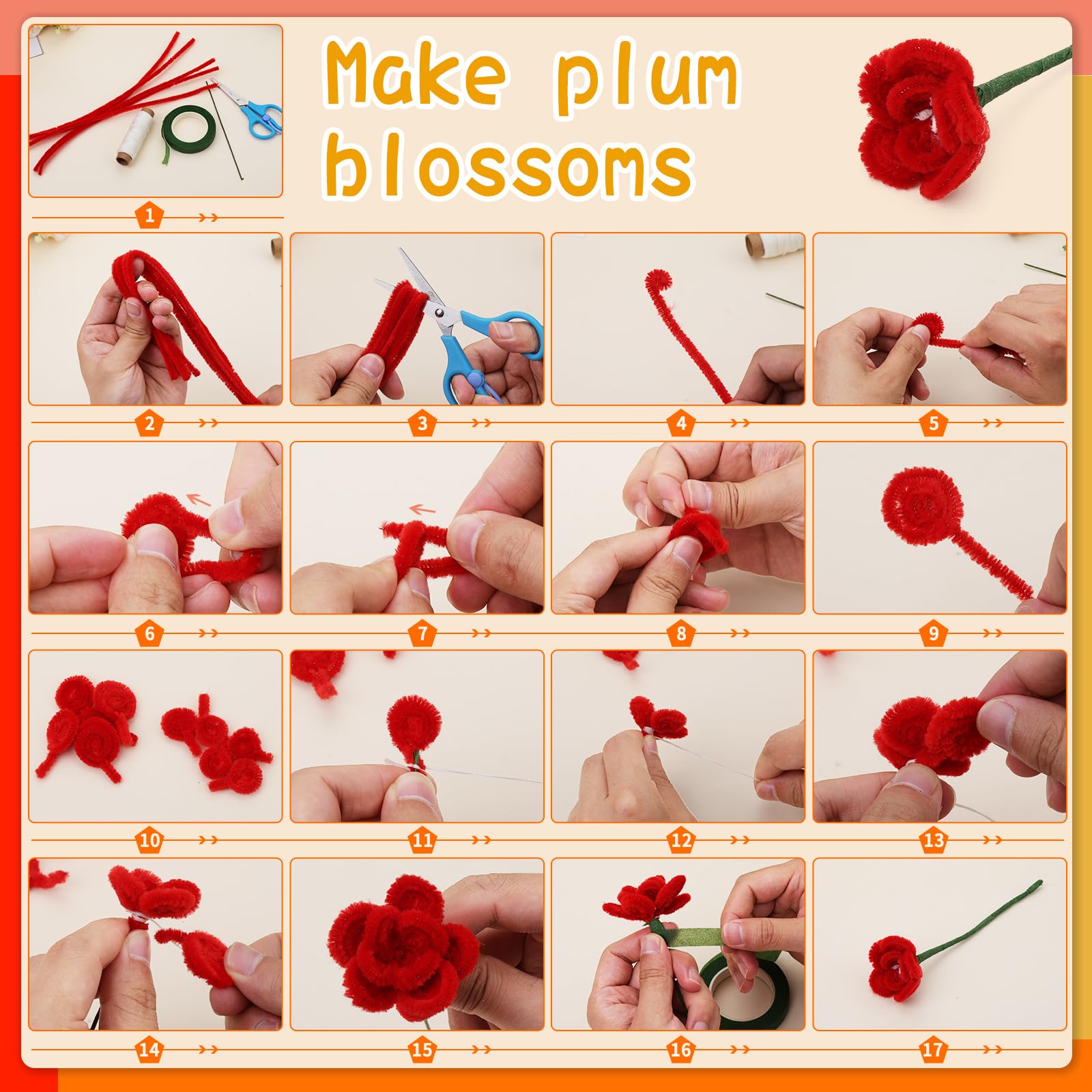 60 Pieces Brown Pipe Cleaners, Christmas Craft Pipe Cleaners,Pipe Cleaners Chenille Stem,Pipe Cleaners Bulk,Art Pipe Cleaners for Creative Home