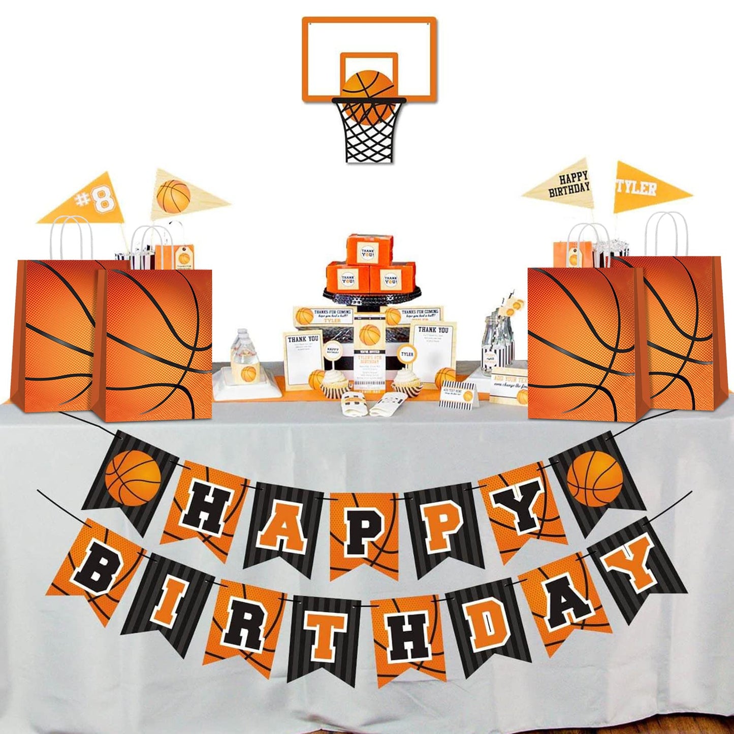 Lusmajoy 16 PCS Basketball Gift Bags, Basketball Goodie Bags for Basketball Birthday Party Supplies, Basketball Bag for Kids Basketball, Basketball