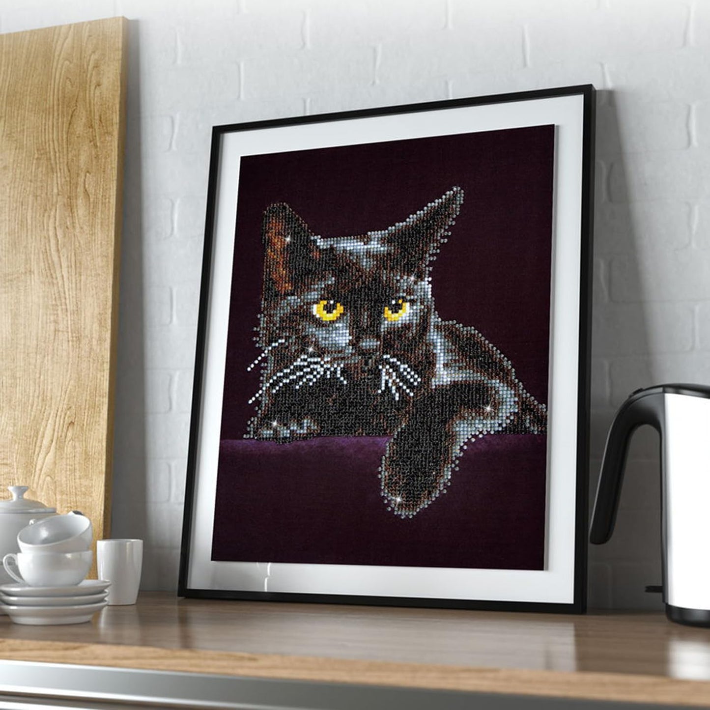 DIAMOND DOTZ Kits - Midnight Cat, Partial Drill, Round Dotz, Diamond Painting Kits, Diamond Art Kits for Adults, Gem Art, Diamond Art, Kits, 14"x11"