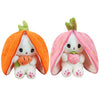 YUMEYA Bunny Stuffed Animal Reversible Cuddle Stuffed Pillow,Strawberry Transformed Rabbit Plush Zipper,Cute Kawaii Rabbit Toys Pillow Decoration