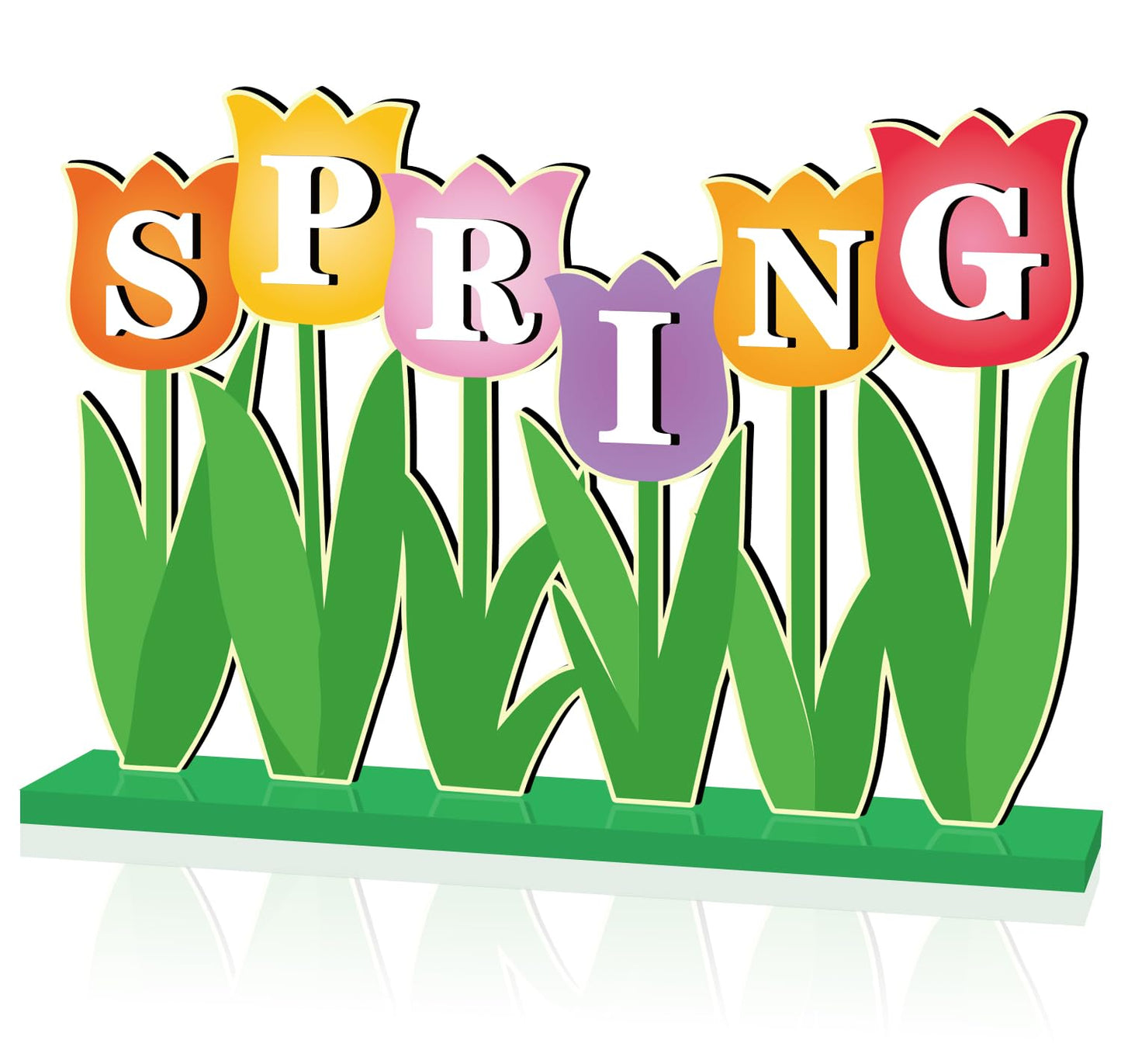Spring Decorations for Home 13.8x9.4inch Wooden Tulips Table Decorations Spring Flowers Table Centerpieces Rustic Farmhouse Tulips Tiered Tray Decor
