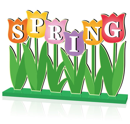 Spring Decorations for Home 13.8x9.4inch Wooden Tulips Table Decorations Spring Flowers Table Centerpieces Rustic Farmhouse Tulips Tiered Tray Decor