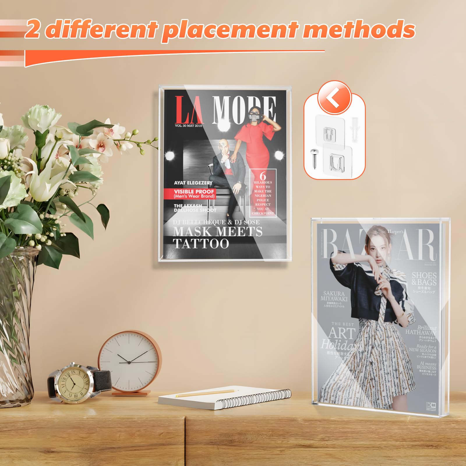 Clear Display Case for Magazine Book, Acrylic Magazine Book Frame Wall Mount, Collectible Magazine Book Storage, UV-Protection Display Magazine Book