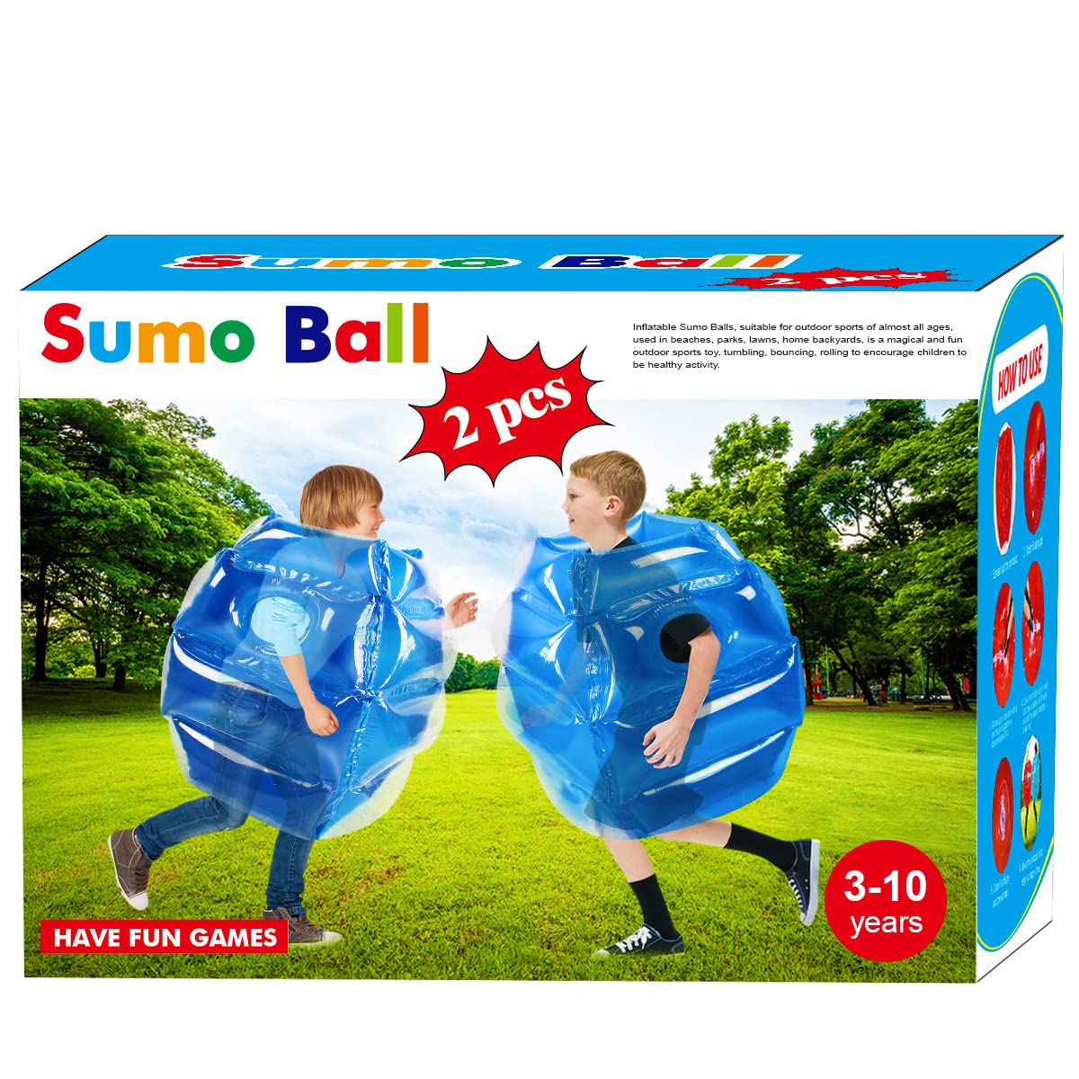 2 Pack inflatable bumper for kids, bumper bounce ball for Kids, kid sumo Balls, Lawn game ball for child outdoor team gaming play for 3-12 ages (24