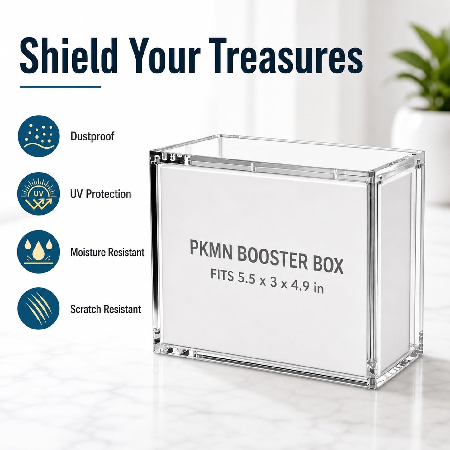 Booster Box Acrylic Case, Rounded Edge 8mm + 5mm Thick Clear Booster Box Protector for PKMN TCG | Magnetic Lid, UV Blocking & Dust Proof Display Case