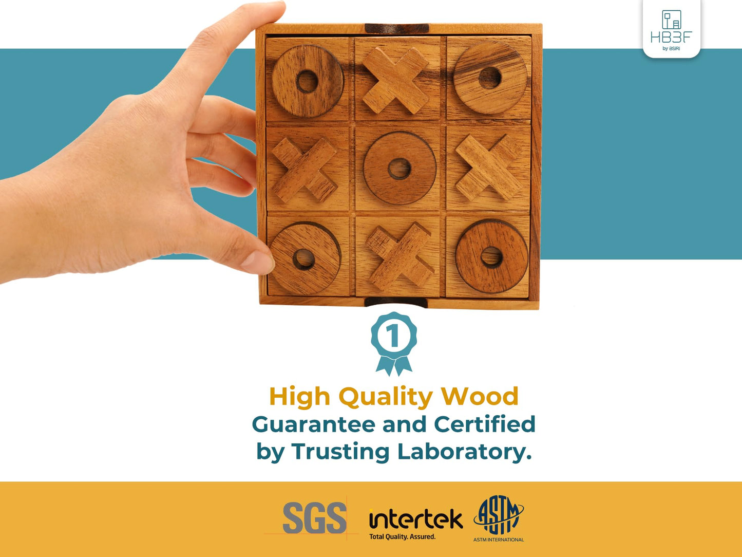 BSIRI Wooden Tic Tac Toe Game Coffee Tabletop XO Blocks Ideal for Family Living Room Games Night for Adults for Desk Decor and Unique Wood Gifts