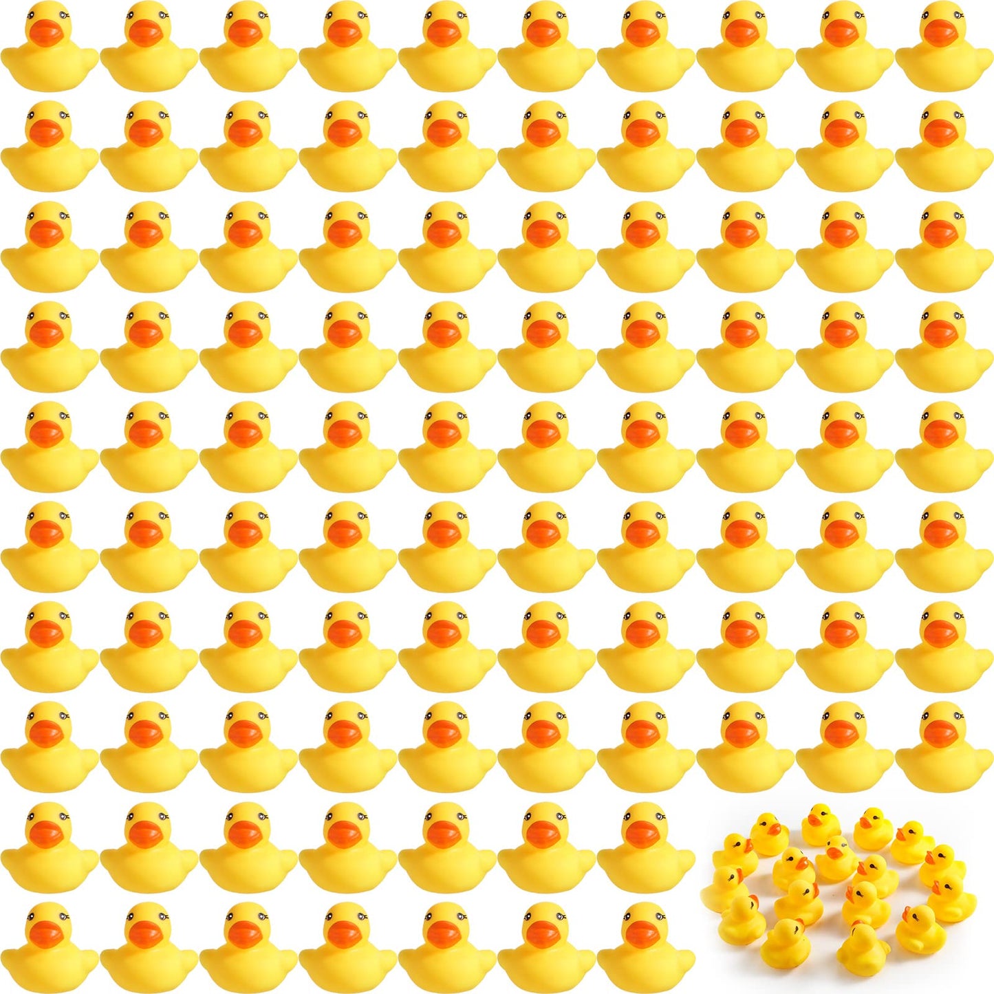 Teling 200 Pcs Mini Rubber Ducks in Bulk Yellow Small Rubber Ducks Bulk Tiny Squeak Duckies for Birthday Party Favor Gift(1.57 x 1.57 x 1.18 Inch)