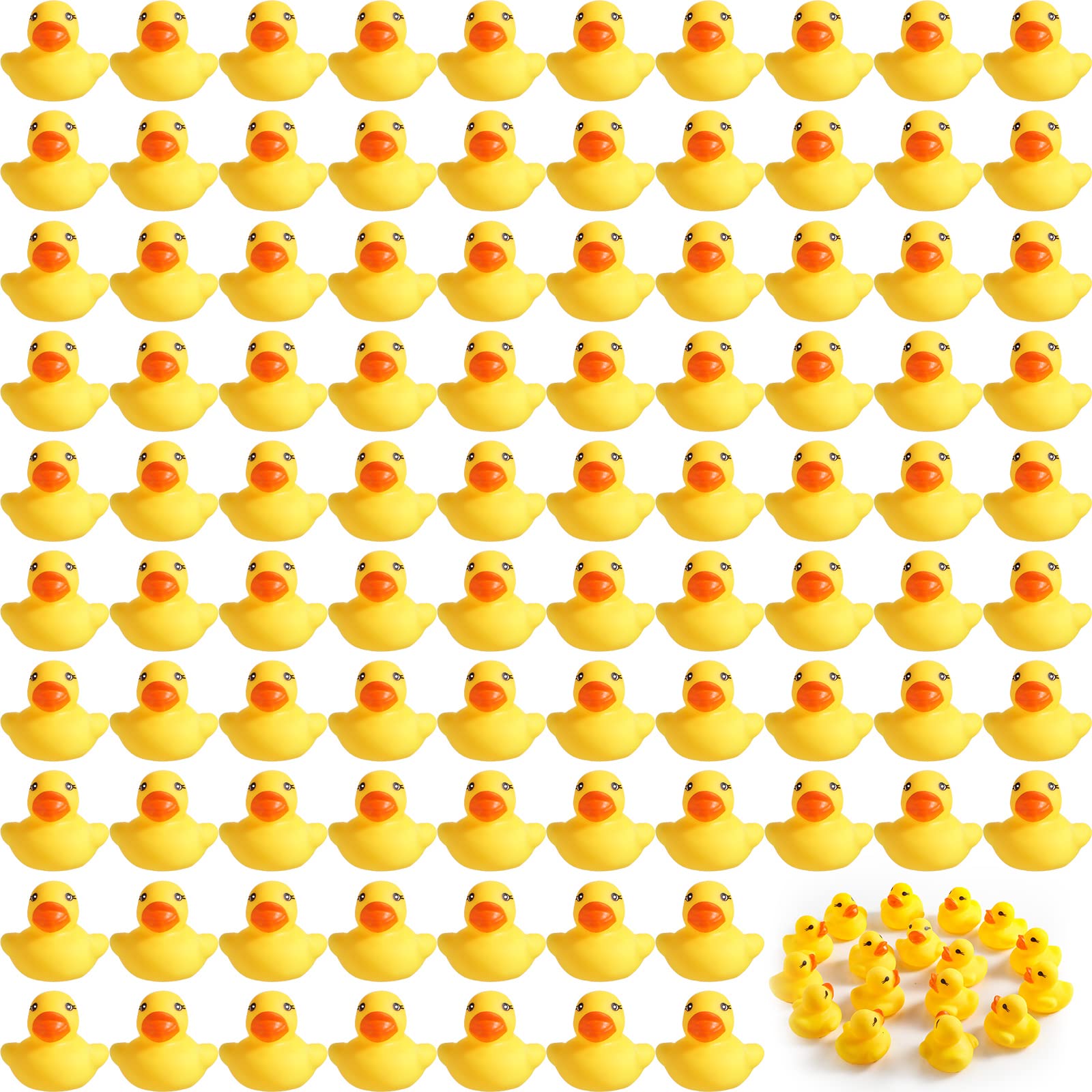 Teling 200 Pcs Mini Rubber Ducks in Bulk Yellow Small Rubber Ducks Bulk Tiny Squeak Duckies for Birthday Party Favor Gift(1.57 x 1.57 x 1.18 Inch)