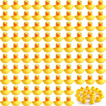 Teling 200 Pcs Mini Rubber Ducks in Bulk Yellow Small Rubber Ducks Bulk Tiny Squeak Duckies for Birthday Party Favor Gift(1.57 x 1.57 x 1.18 Inch)