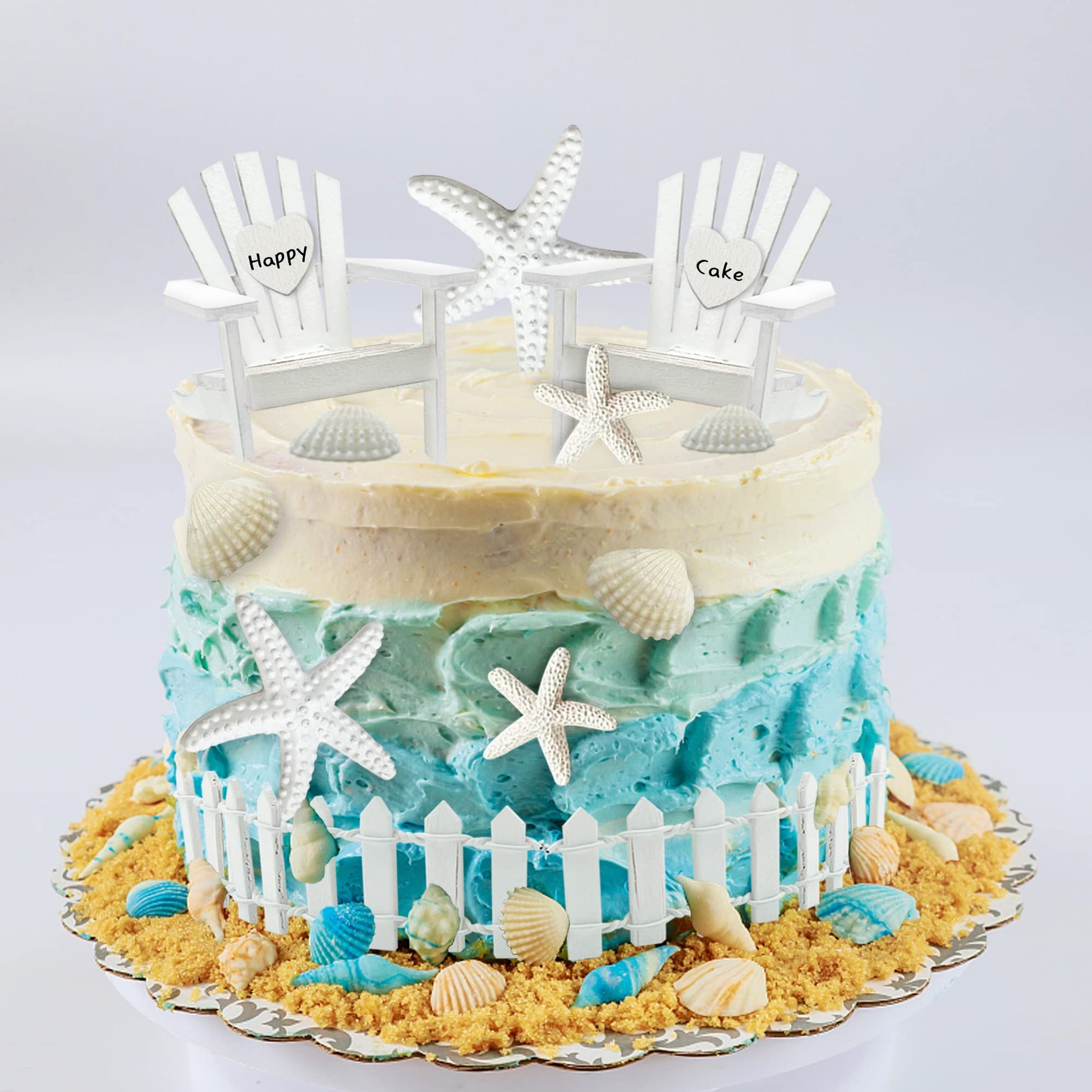 Beach Cake Topper Wedding Cake Topper Wooden Adirondack Miniature Beach Chair Mini Doll Furniture Top Decoration for Dollhouse Wedding Anniversary