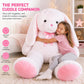 Kangaroo Giant Stuffed Bunny Plush 5 Foot Oversized Bunny Stuffed Animal Ultra Soft Plush Rabbit with Floppy Ears, Large White Bunny for Kids, Girls
