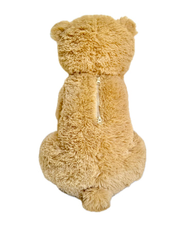 GLEAMING Teddy Bear with Zippered Pocket and Carrying Strap Handle,Bear Plush Toy, 14 inch, Grizzly Bear Brown, Stuffed Animals for Kids, Soft Cuddly