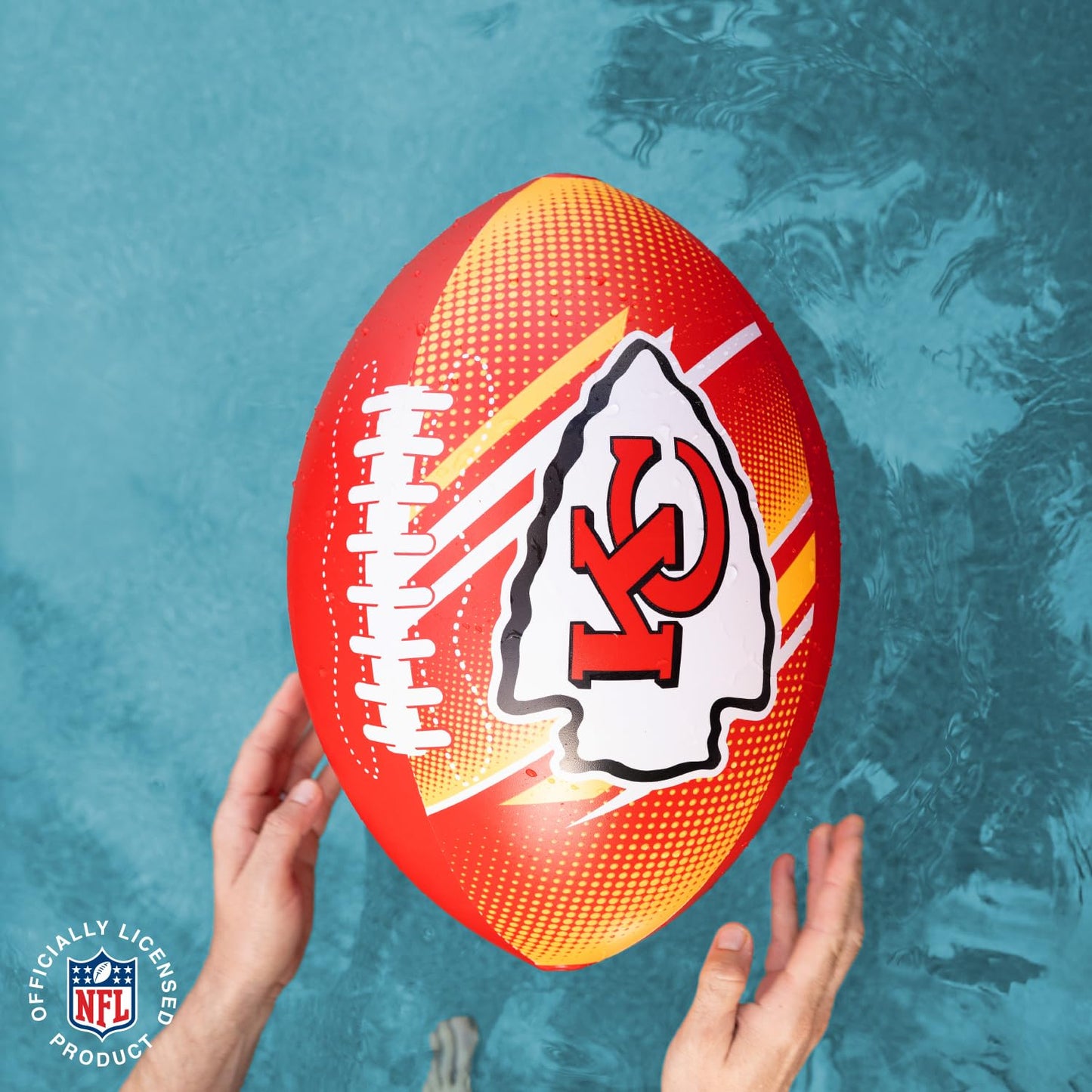 NFL 18" Inflatable Football, Officially Licensed Team Beach Ball for Pool Party Games - Kansas City Chiefs